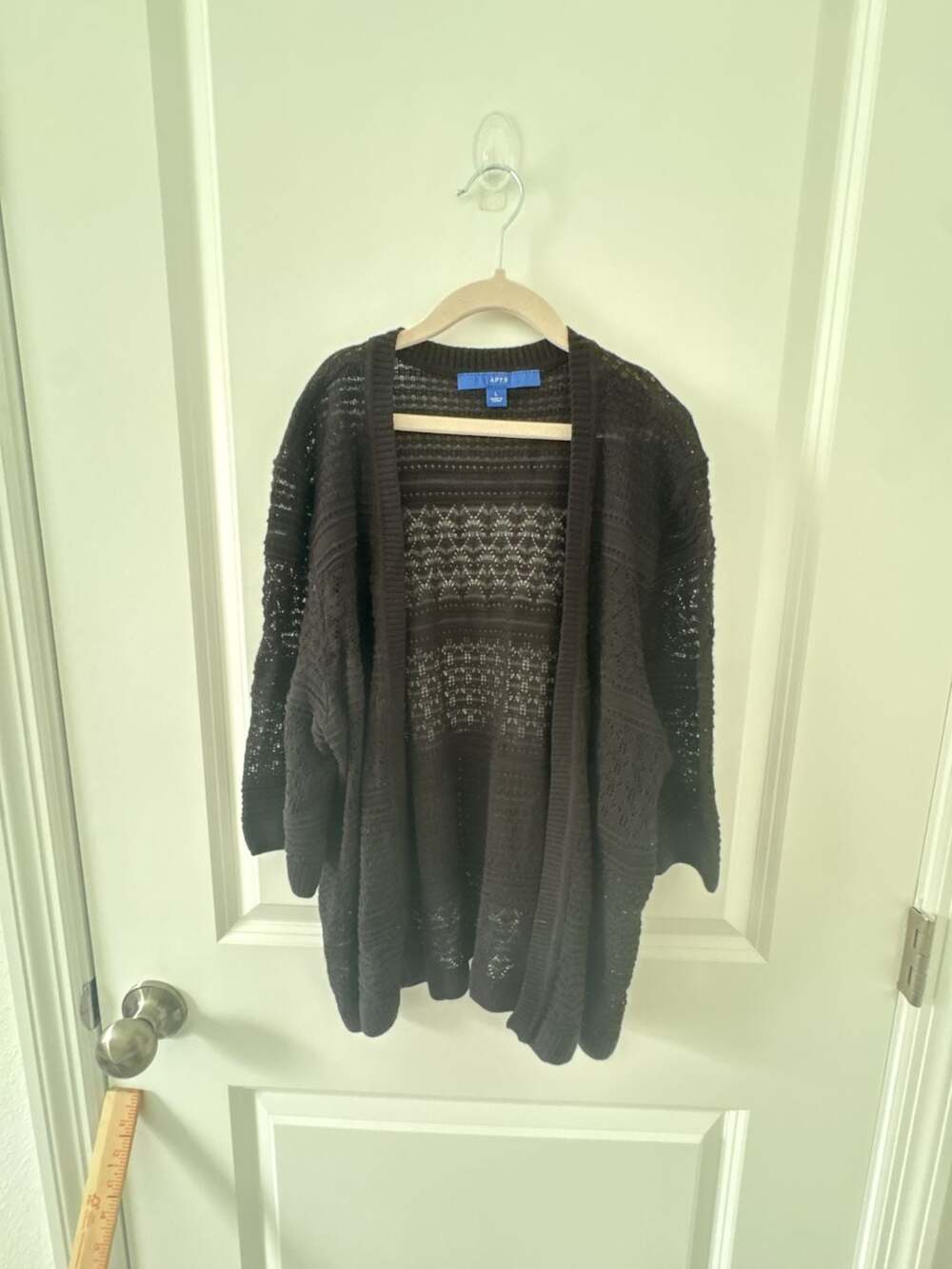 Apt. 9 Women's Open Front Pointelle Knit Crochet Cardigan